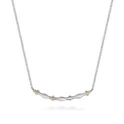 Sale Gabriel & Co. Bar Necklace Curved 14K Yellow Gold and 925 Sterling Silver