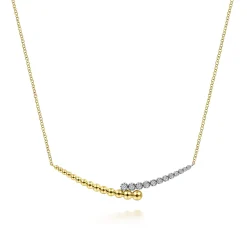 Clearance Gabriel & Co. Bar Necklace 14K White and Yellow Gold Diamond 0.18ct Bujukan