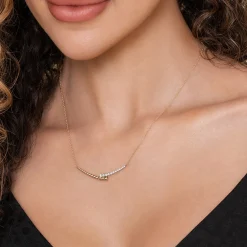 Clearance Gabriel & Co. Bar Necklace 14K White and Yellow Gold Diamond 0.18ct Bujukan