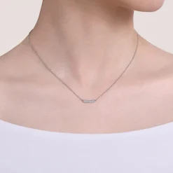 Best Gabriel & Co. Bar Necklace Straight 14K White Gold Diamond 0.11ct