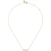 New Gabriel & Co. Bar Necklace Straight 14K White and Yellow Gold White Sapphire
