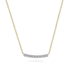 New Gabriel & Co. Bar Necklace Straight 14K White and Yellow Gold White Sapphire