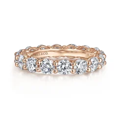 Hot Gabriel & Co. Basque - 14K Rose Gold Shared Prong Diamond Eternity Band - 3.5 ct