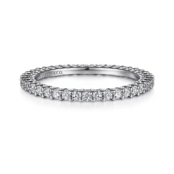 New Gabriel & Co. Basque - 14K White Gold Shared Prong Diamond Eternity Band - 0.5 ct
