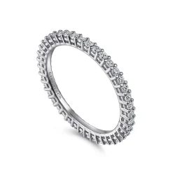 New Gabriel & Co. Basque - 14K White Gold Shared Prong Diamond Eternity Band - 0.5 ct