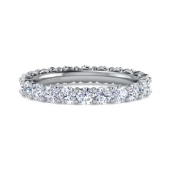 Hot Gabriel & Co. Basque - 14K White Gold Shared Prong Diamond Eternity Band - 1.7 ct