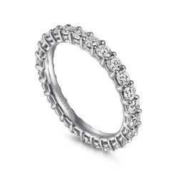 Online Gabriel & Co. Basque - 14K White Gold Shared Prong Diamond Eternity Band - 1.3 ct