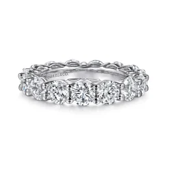 Clearance Gabriel & Co. Basque - 14K White Gold Shared Prong Diamond Eternity Band - 4.8 ct