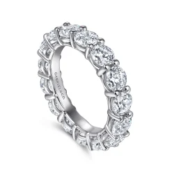 Clearance Gabriel & Co. Basque - 14K White Gold Shared Prong Diamond Eternity Band - 4.8 ct