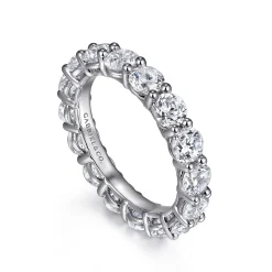 New Gabriel & Co. Basque - 14K White Gold Shared Prong Diamond Eternity Band - 3.5 ct