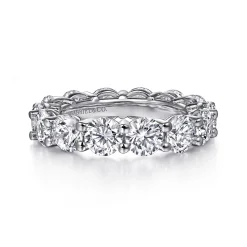 Outlet Gabriel & Co. Basque - 14K White Gold Shared Prong Diamond Eternity Band - 6.3 ct