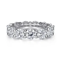 Best Gabriel & Co. Basque - 14K White Gold Shared Prong Diamond Eternity Band - 6.5 ct