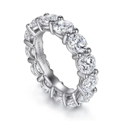 Best Gabriel & Co. Basque - 14K White Gold Shared Prong Diamond Eternity Band - 6.5 ct