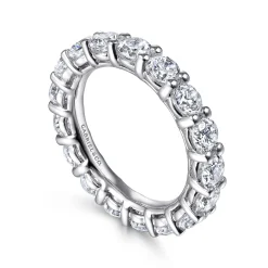Best Gabriel & Co. Basque - 14K White Gold Shared Prong Diamond Eternity Band - 3.35 ct