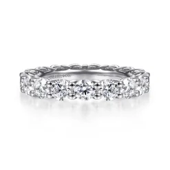 Best Gabriel & Co. Basque - 14K White Gold Shared Prong Diamond Eternity Band - 3.35 ct