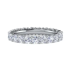 Sale Gabriel & Co. Basque - 14K White Gold Shared Prong Diamond Eternity Band - 2 ct