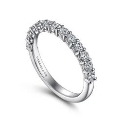 Gabriel & Co. Basque - 14K White Gold 13 Stone Shared Prong Diamond Anniversary Band - 0.65 ct
