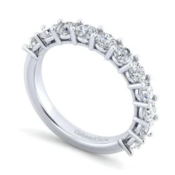 Gabriel & Co. Basque - 14K White Gold 11 Stone Shared Prong Diamond Anniversary Band - 1.3 ct