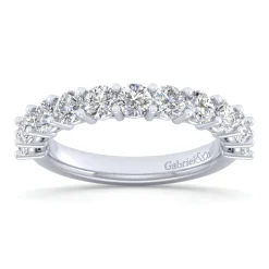 Gabriel & Co. Basque - 14K White Gold 11 Stone Shared Prong Diamond Anniversary Band - 1.3 ct