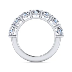 Sale Gabriel & Co. Basque - 14K White Gold 7 Stone Shared Prong Diamond Anniversary Band - 3.1 ct