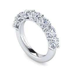 Sale Gabriel & Co. Basque - 14K White Gold 7 Stone Shared Prong Diamond Anniversary Band - 3.1 ct