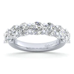 Sale Gabriel & Co. Basque - 14K White Gold 7 Stone Shared Prong Diamond Anniversary Band - 3.1 ct