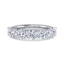 Sale Gabriel & Co. Basque - 14K White Gold 7 Stone Shared Prong Diamond Anniversary Band - 3.1 ct