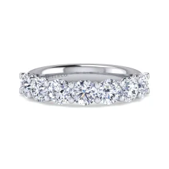 Clearance Gabriel & Co. Basque - 14K White Gold 7 Stone Shared Prong Diamond Anniversary Band - 2.15 ct