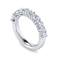 Clearance Gabriel & Co. Basque - 14K White Gold 7 Stone Shared Prong Diamond Anniversary Band - 2.15 ct