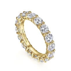 Best Gabriel & Co. Basque - 14K Yellow Gold Shared Prong Diamond Eternity Band - 3.5 ct