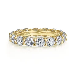 Best Gabriel & Co. Basque - 14K Yellow Gold Shared Prong Diamond Eternity Band - 3.5 ct