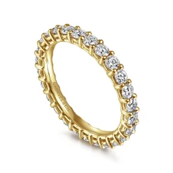 Sale Gabriel & Co. Basque - 14K Yellow Gold Shared Prong Diamond Eternity Band - 1.3 ct