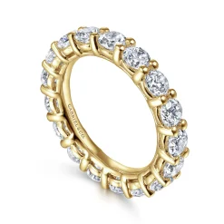 Best Gabriel & Co. Basque - 14K Yellow Gold Shared Prong Diamond Eternity Band - 3.35 ct