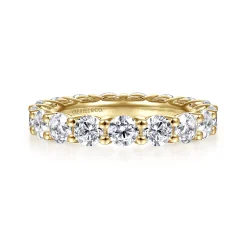 Best Gabriel & Co. Basque - 14K Yellow Gold Shared Prong Diamond Eternity Band - 3.35 ct