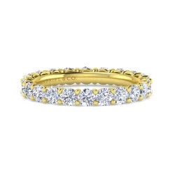 Best Gabriel & Co. Basque - 14K Yellow Gold Shared Prong Diamond Eternity Band - 1.7 ct