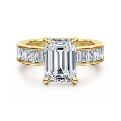 New Gabriel & Co. Bassia - 14K Yellow Gold Emerald Cut Diamond Engagement Ring