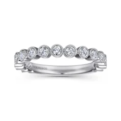 Best Gabriel & Co. Bayonne - 14K White Gold Bezel Set Diamond Anniversary Band with Milgrain - 0.45 ct