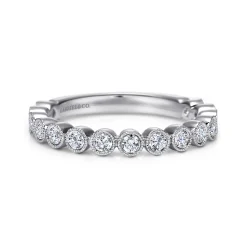 Best Gabriel & Co. Bayonne - 14K White Gold Bezel Set Diamond Anniversary Band with Milgrain - 0.45 ct