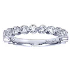 Best Gabriel & Co. Bayonne - 14K White Gold Bezel Set Diamond Anniversary Band with Milgrain - 0.45 ct