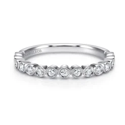 Online Gabriel & Co. Bayonne - 14K White Gold 11 Stone Bezel Set Diamond Anniversary Band with Milgrain - 0.23 ct