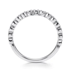 Online Gabriel & Co. Bayonne - 14K White Gold 11 Stone Bezel Set Diamond Anniversary Band with Milgrain - 0.23 ct