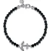 Best Gabriel & Co. Beaded Bracelet Anchor 925 Sterling Silver Onyx 4mm