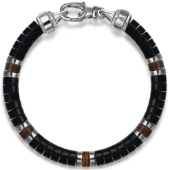 Outlet Gabriel & Co. Beaded Bracelet 925 Sterling Silver Cylinder Onyx and Tiger Eye