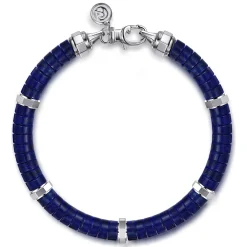 Online Gabriel & Co. Beaded Bracelet 925 Sterling Silver Cylinder Lapis