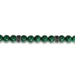 Sale Gabriel & Co. Beaded Bracelet 925 Sterling Silver Black Spinel and Malachite 6mm