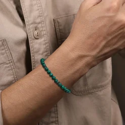 Sale Gabriel & Co. Beaded Bracelet 925 Sterling Silver Black Spinel and Malachite 6mm