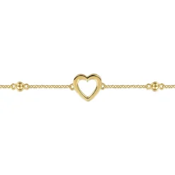 New Gabriel & Co. Beaded Chain Bracelet Heart 14K Yellow Gold Bujukan
