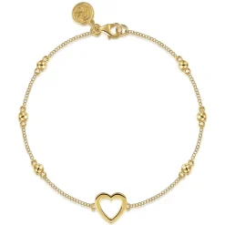 New Gabriel & Co. Beaded Chain Bracelet Heart 14K Yellow Gold Bujukan