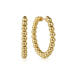 Best Gabriel & Co. Beaded Classic Hoop Earrings 14K Yellow Gold 30mm