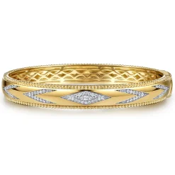 Discount Gabriel & Co. Beaded Closed Bangle Bracelet 14K Yellow Gold Diamond 0.35ct Bujukan